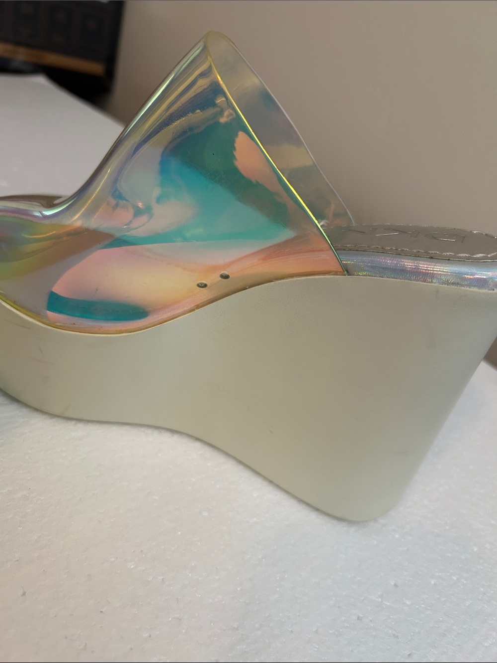 Dkny Iridescent Holographic Slide Wedges - Multi - Picture 5 of 6